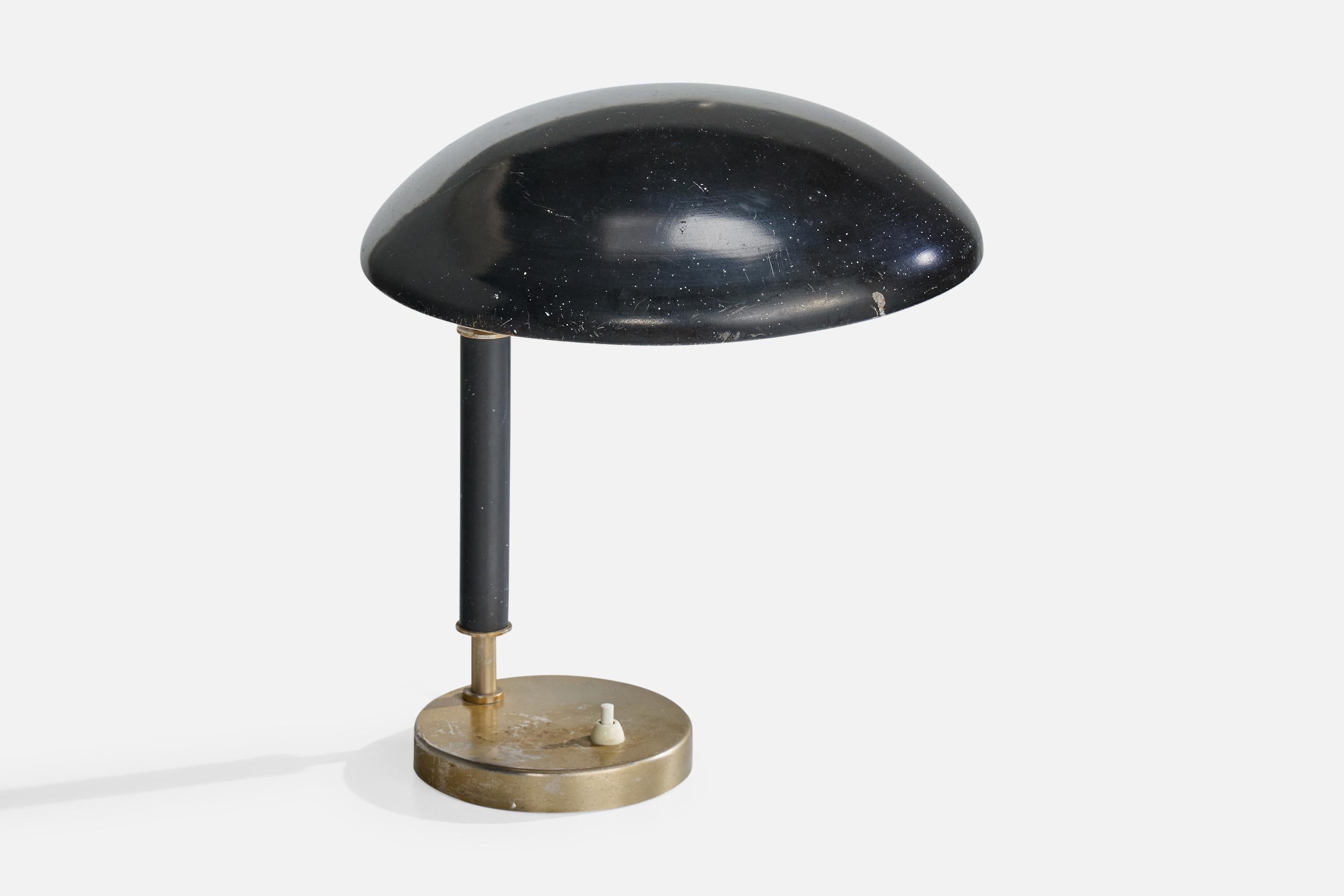 Harald Notini, Table Lamp, Metal, Sweden, 1930s In Good Condition For Sale In High Point, NC