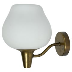 Harald Notini Wall Lamp Brass Opaline Glass Böhlmarks Sweden Sconce Wall Light