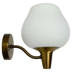 Harald Notini Wall Lamp Brass Opaline Glass Böhlmarks Sweden Sconce Wall Light