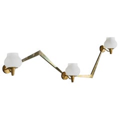 Harald Notini, Wall Light, Brass, Glass, Sweden, 1950s