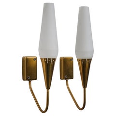 Harald Notini, Wall Lights, Brass, Glass, Sweden, 1940s