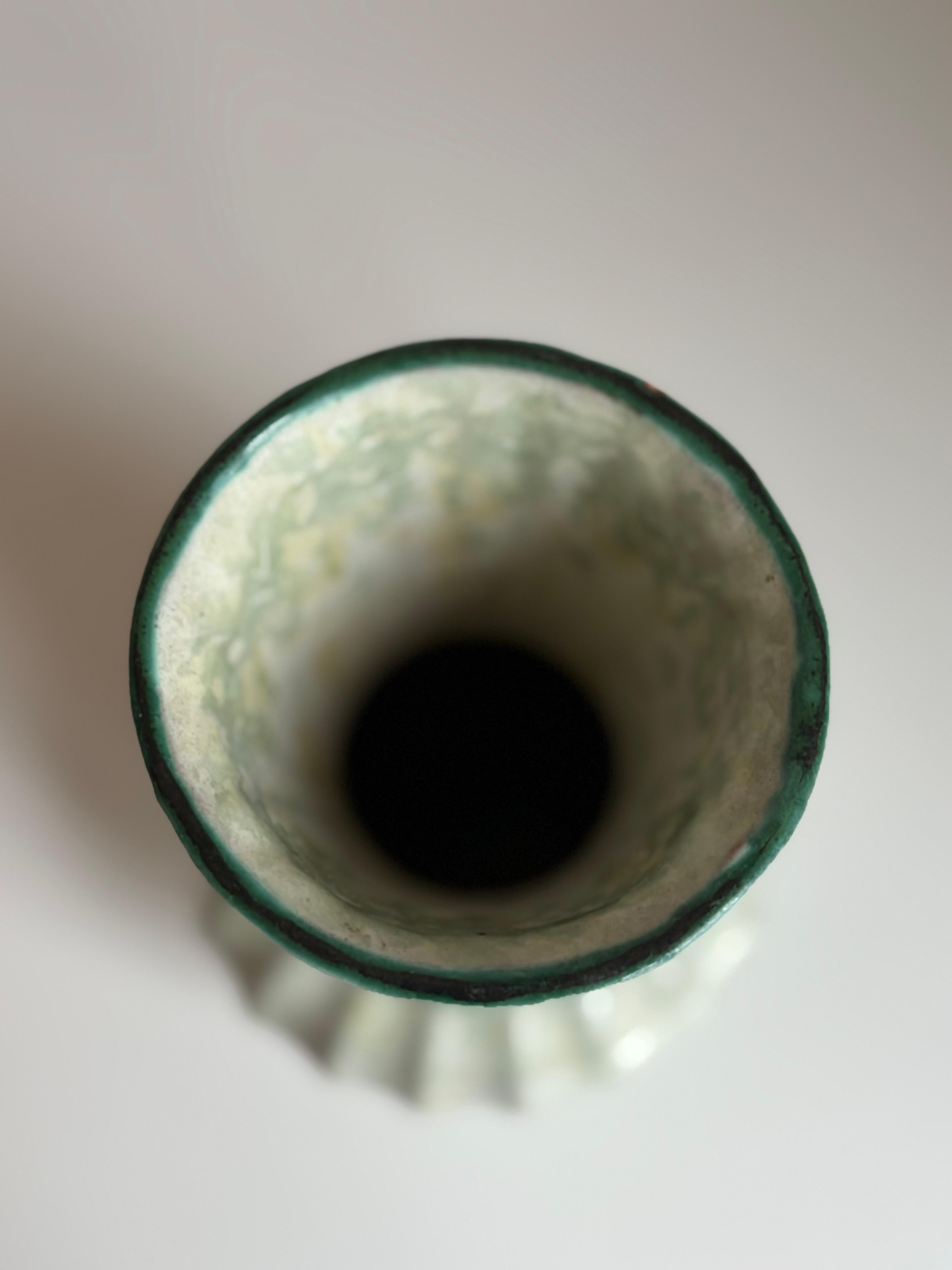 Jarrón de cerámica Art Decó Harald Östergren con esmalte de mármol de menta, años 30 en venta 2