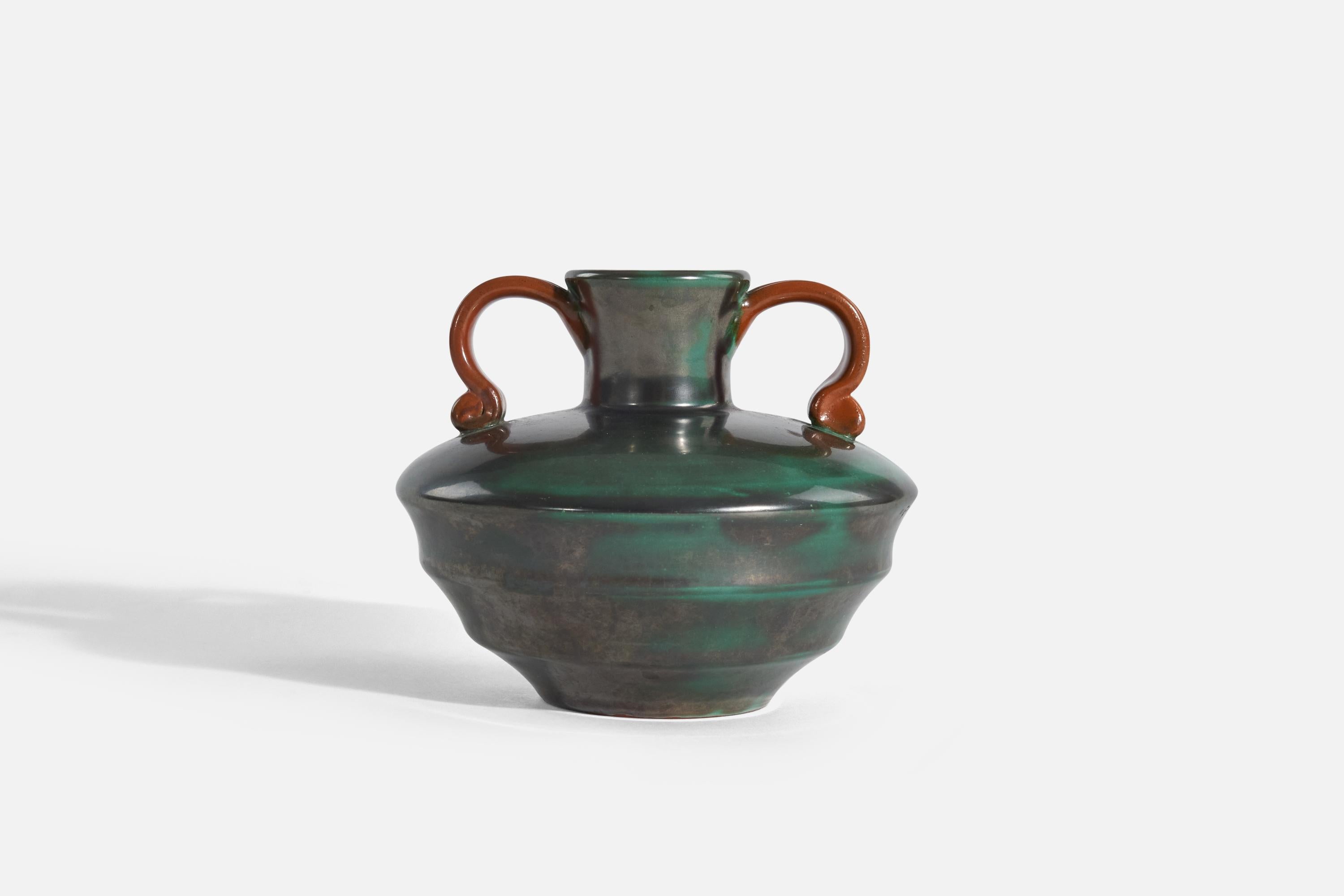 Swedish Harald Östergren, Vase, Glazed Earthenware, Upsala-Ekeby, Sweden, c. 1930s For Sale