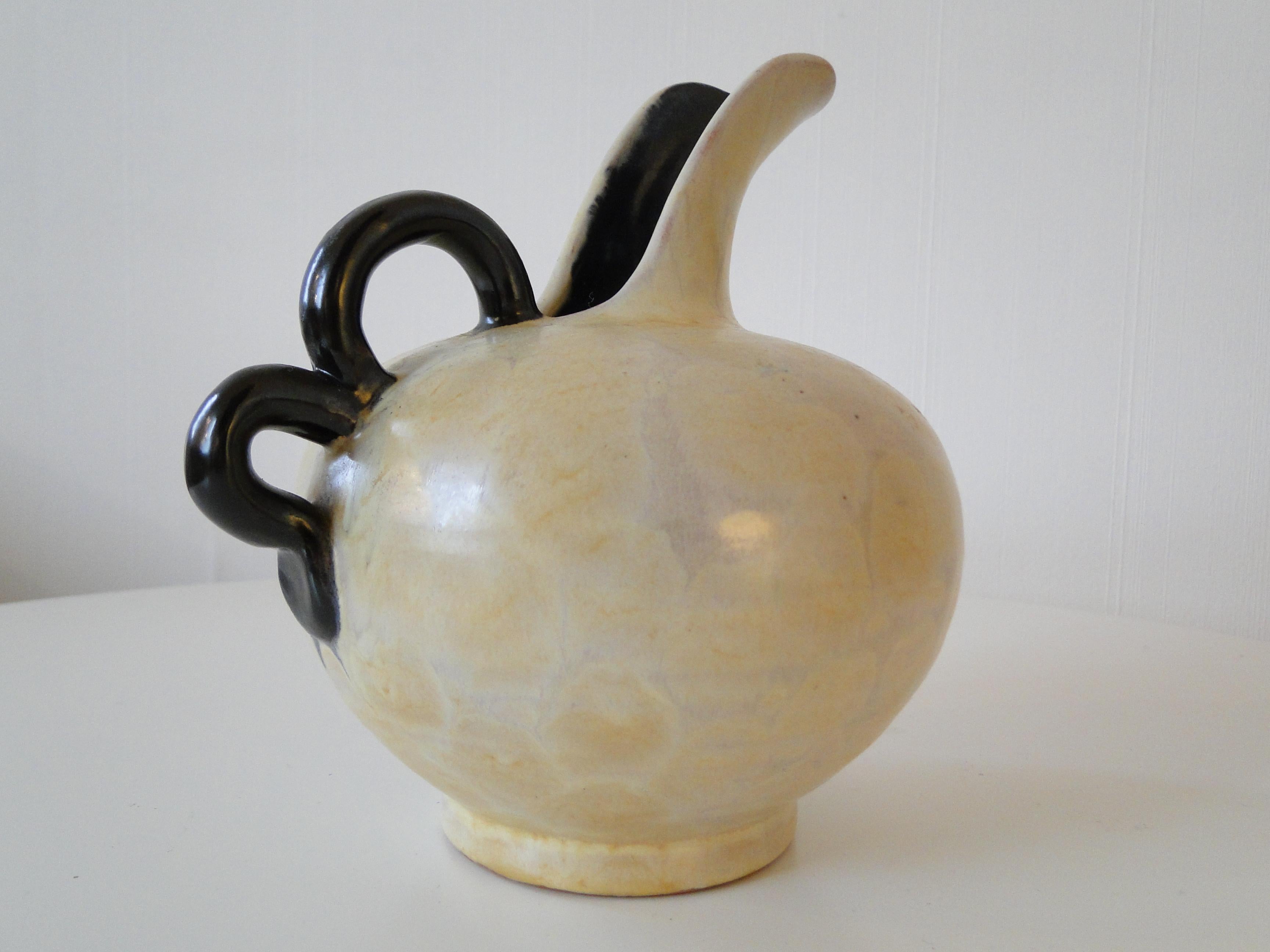 Swedish Harald Ostergren Vase Glazed  Painted Stoneware Ceramic Upsala Ekeby  Sweden  For Sale