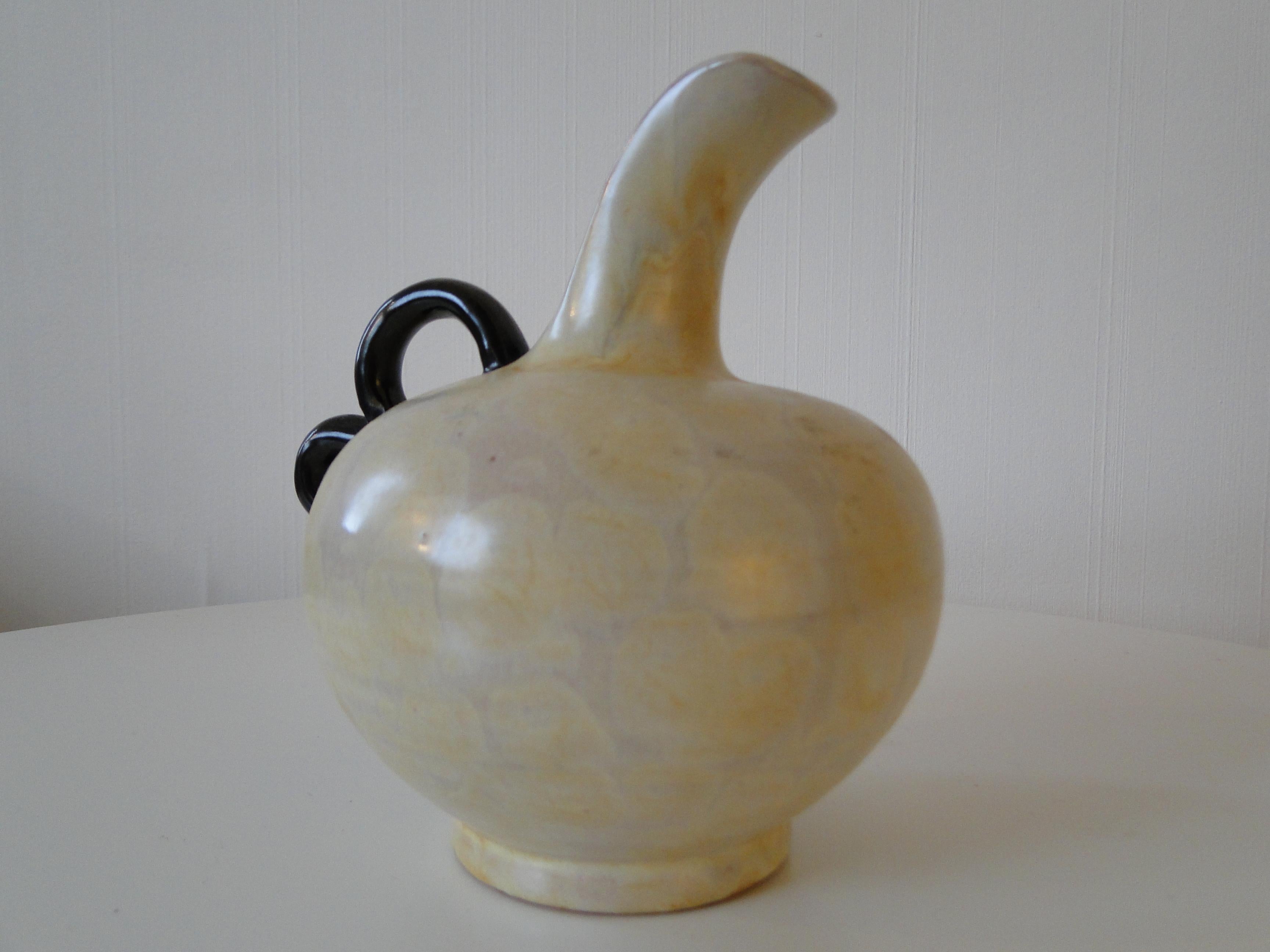 Harald Ostergren Vase Glazed  Painted Stoneware Ceramic Upsala Ekeby  Sweden  In Good Condition For Sale In Lège Cap Ferret, FR