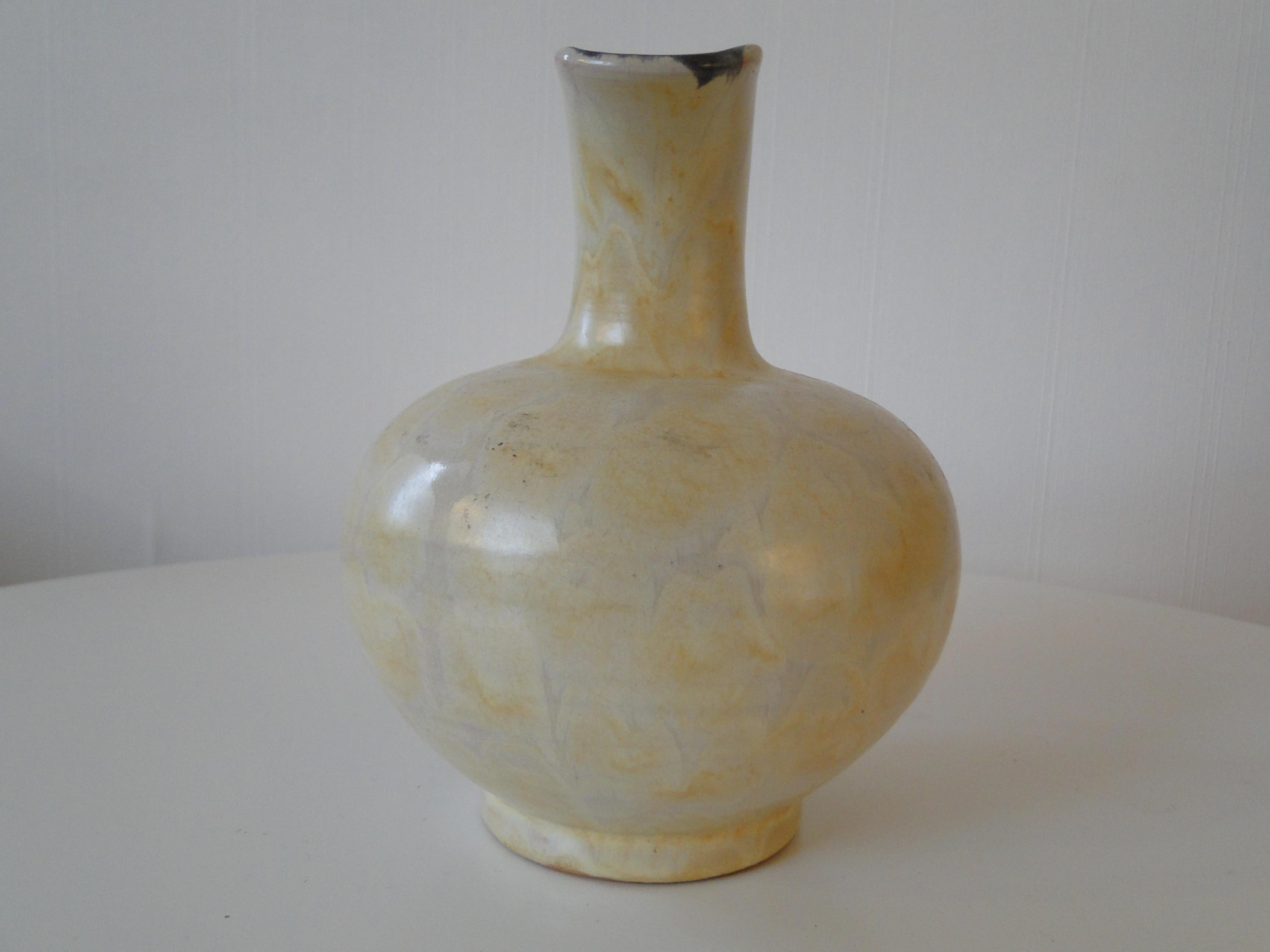 Harald Ostergren-Vase glasiert  Bemaltes Steingut Keramik Upsala Ekeby  Schweden  (Mitte des 20. Jahrhunderts) im Angebot
