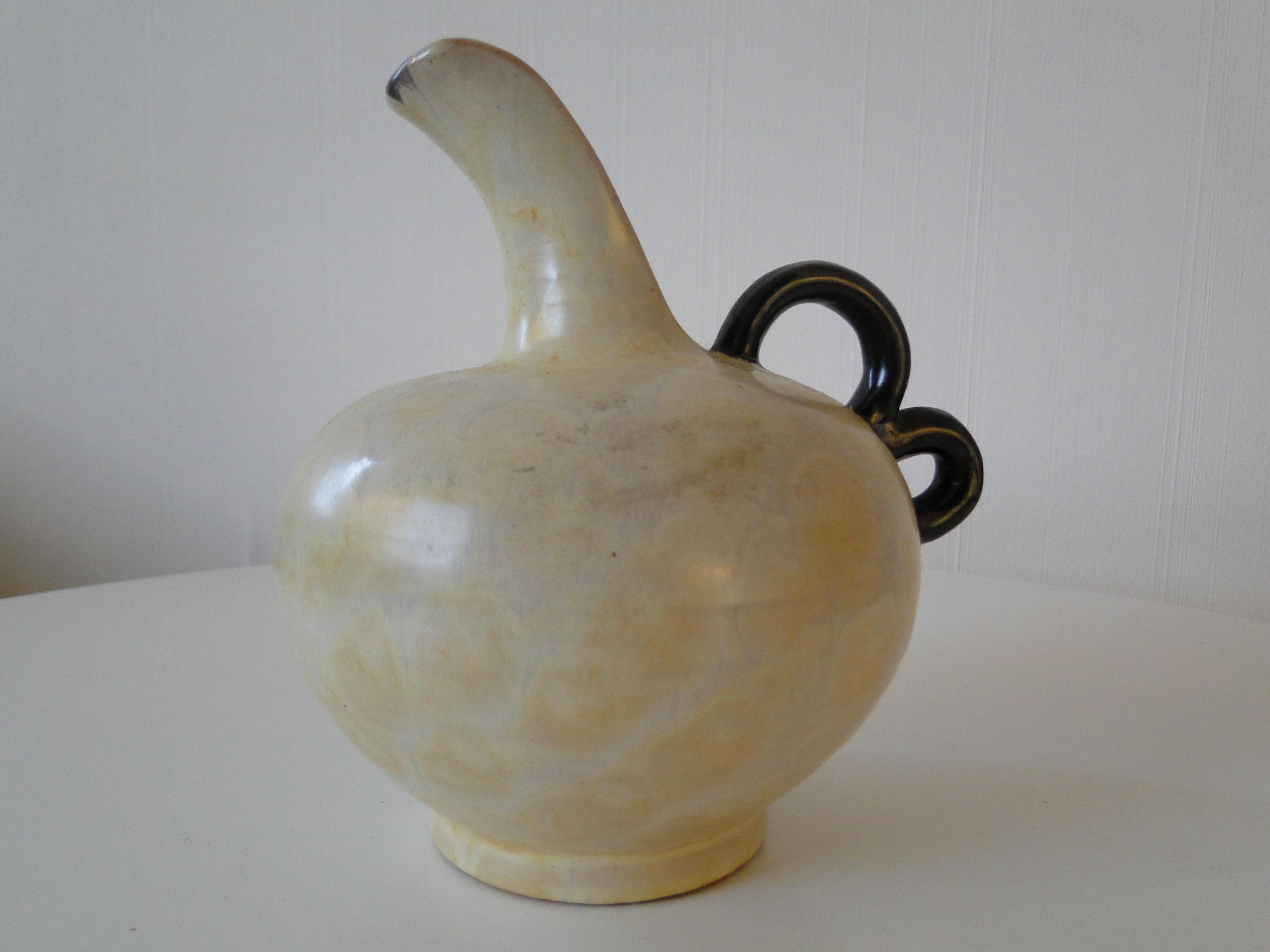 Harald Ostergren-Vase glasiert  Bemaltes Steingut Keramik Upsala Ekeby  Schweden  im Angebot 1