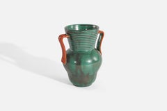 Harald Östergren, Vase, Green Glazed Earthenware, Upsala-Ekeby, Sweden, 1930s