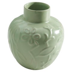 Harald Stergren, Vase, grün glasiertes Steingut, Upsala-Ekeby, Schweden, 1930er Jahre