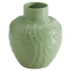 Harald Östergren, Vase, Green-Glazed Earthenware, Upsala-Ekeby, Sweden, 1930s