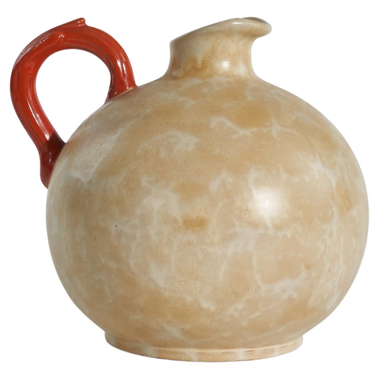 Harald Östergren, Vase / Pitcher Glazed Earthenware, Upsala-Ekeby, Sweden, 1930s For Sale