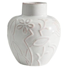 Harald Östergren, Vase, White Glazed Earthenware, Upsala-Ekeby, Sweden, 1930s