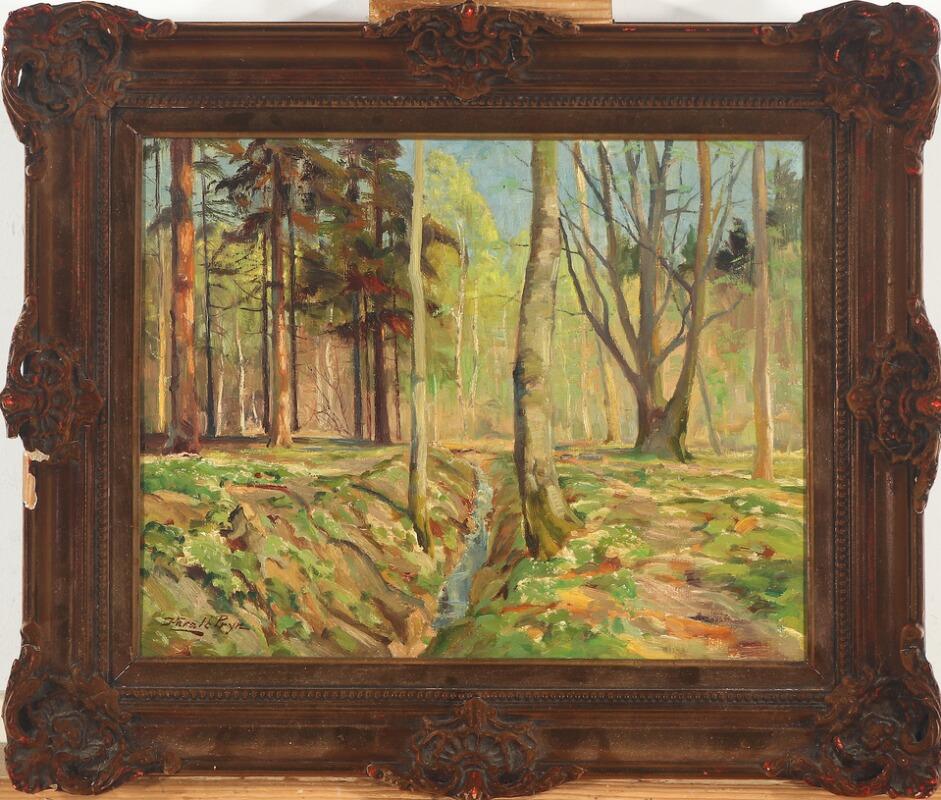 Peint à la main Harald Pryn, huile sur toile « Spring Day in the Forest », signée Harald Pryn en vente
