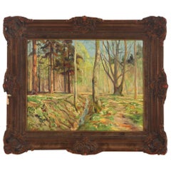 Vintage Harald Pryn Spring Day in the Forest, Signed Harald Pryn, Oil on Canvas