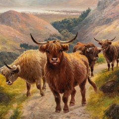 Harald R. Hall – Englisches Landschaftsgemälde des späten 19. Jahrhunderts – Herd Highlanders