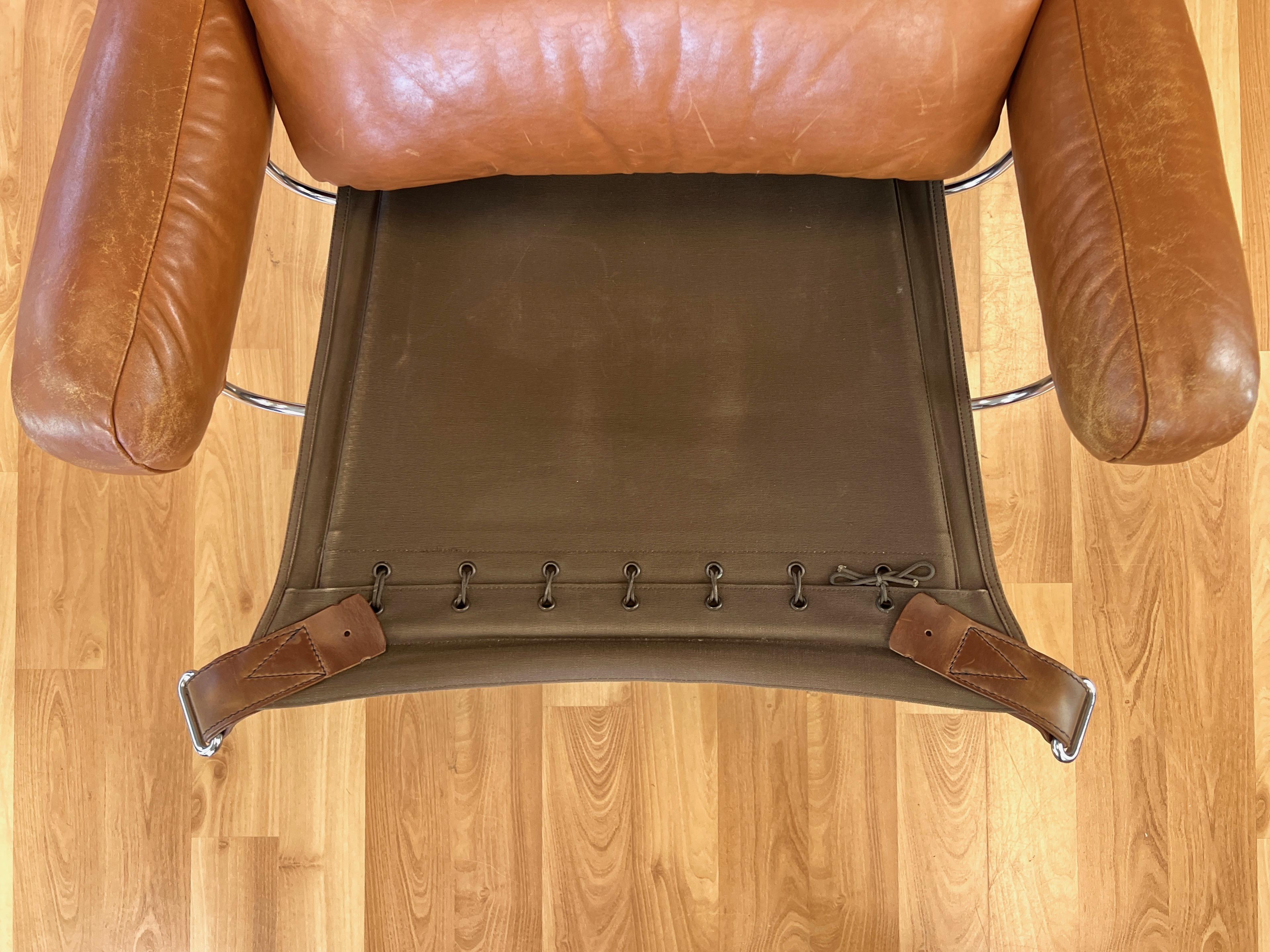 Harald Relling for Westnofa Leather and Chrome Wing Lounge Chair, Norway, 1970s 6