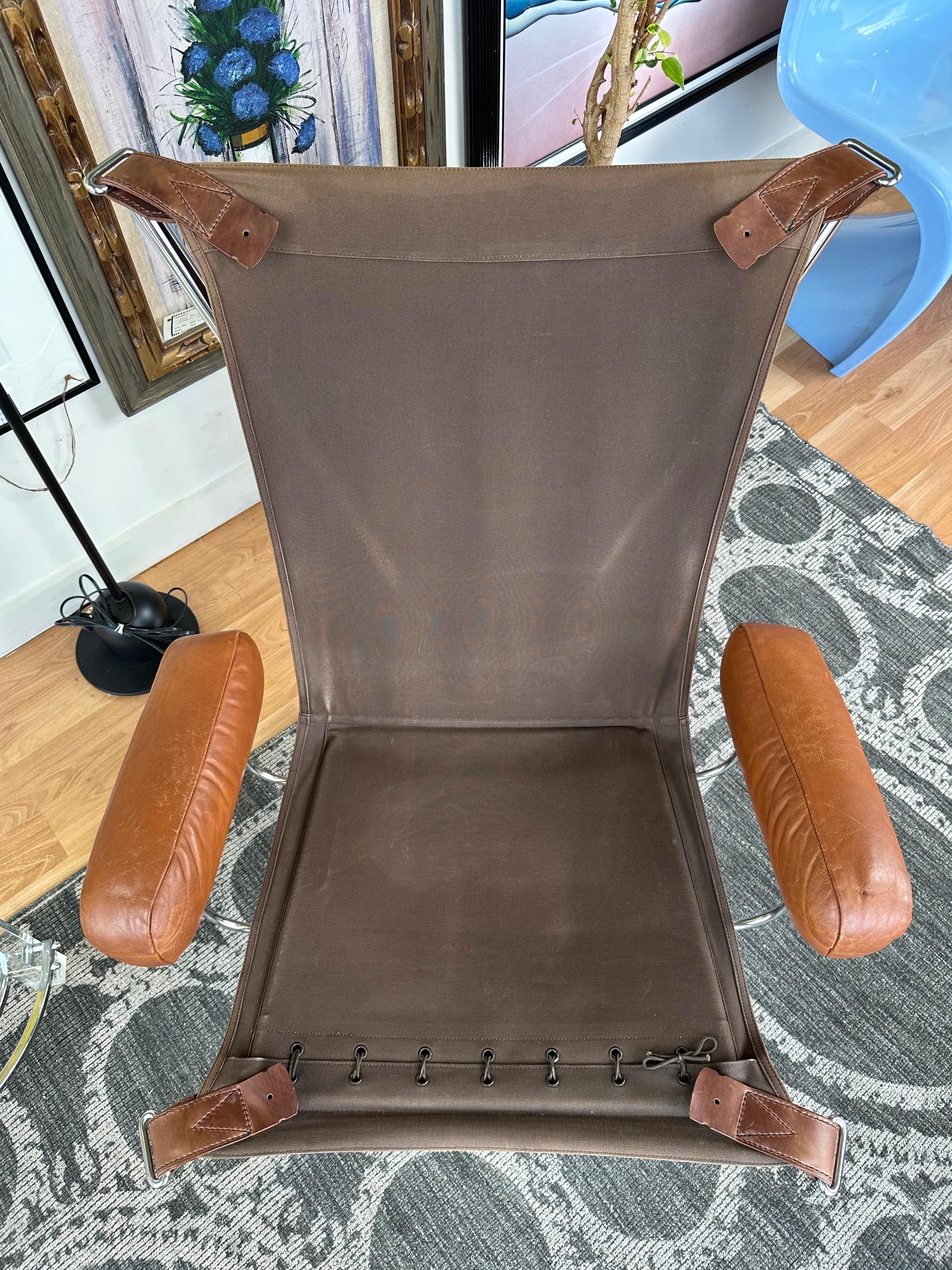 Harald Relling for Westnofa Leather and Chrome Wing Lounge Chair, Norway, 1970s 12