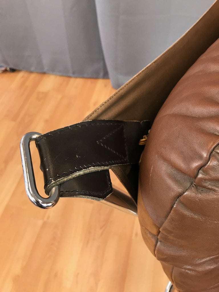 Harald Relling for Westnofa "Wing" Leather and Chrome Lounge Chair at