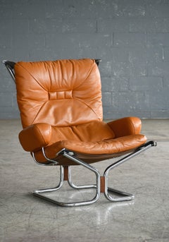 Harald Relling "Wing" Chair in Chrome Cognac Leather for Westnofa