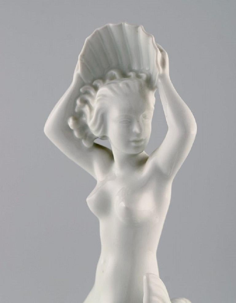 Swedish Harald Salomon, Rörstrand, Art Deco Blanc De Chine Figure, Mermaid