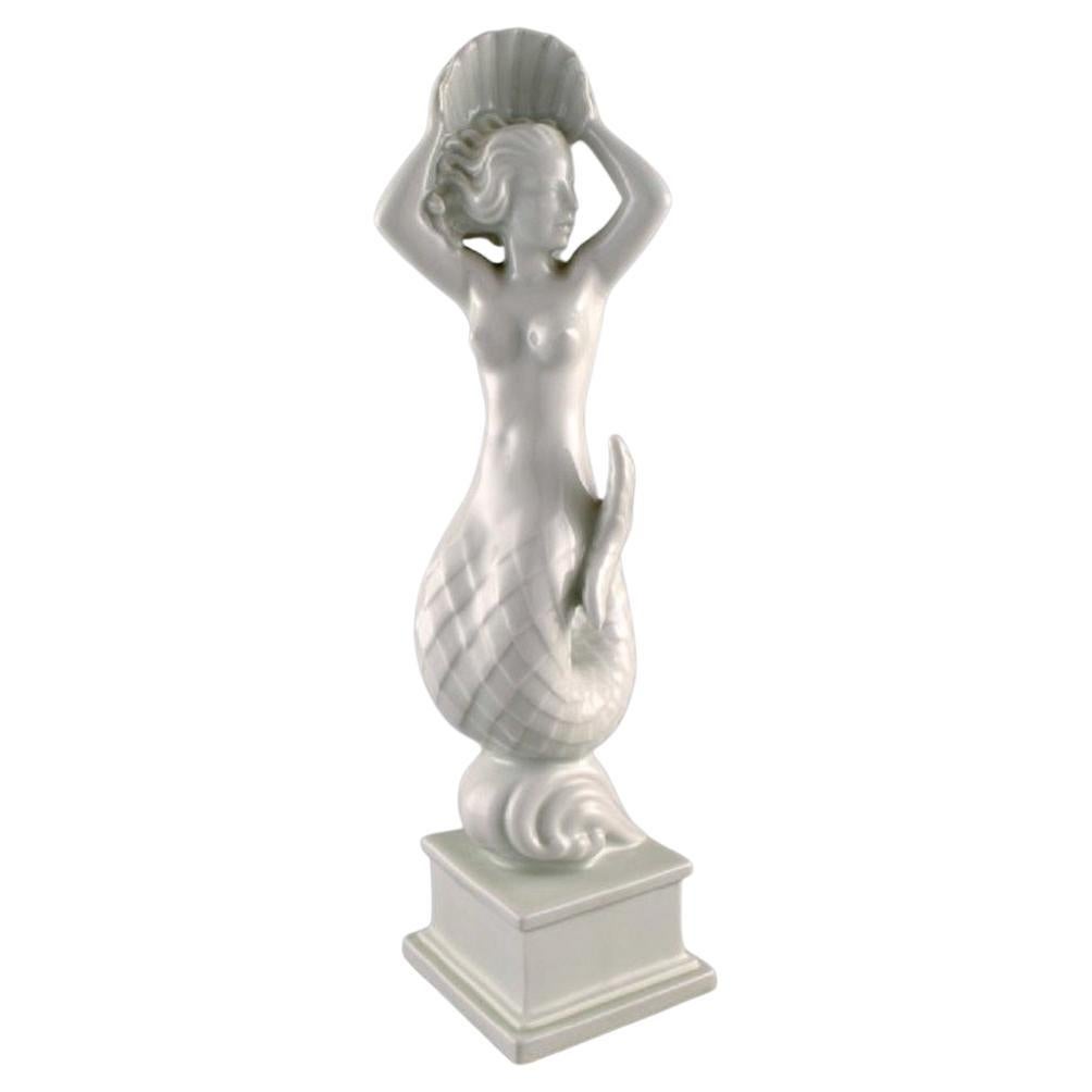 Harald Salomon, R�örstrand, Art Deco Blanc De Chine Figure, Mermaid