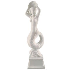 Vintage Harald Salomon for Rörstrand, Blanc de Chine / White-Glazed Figure of Mermaid