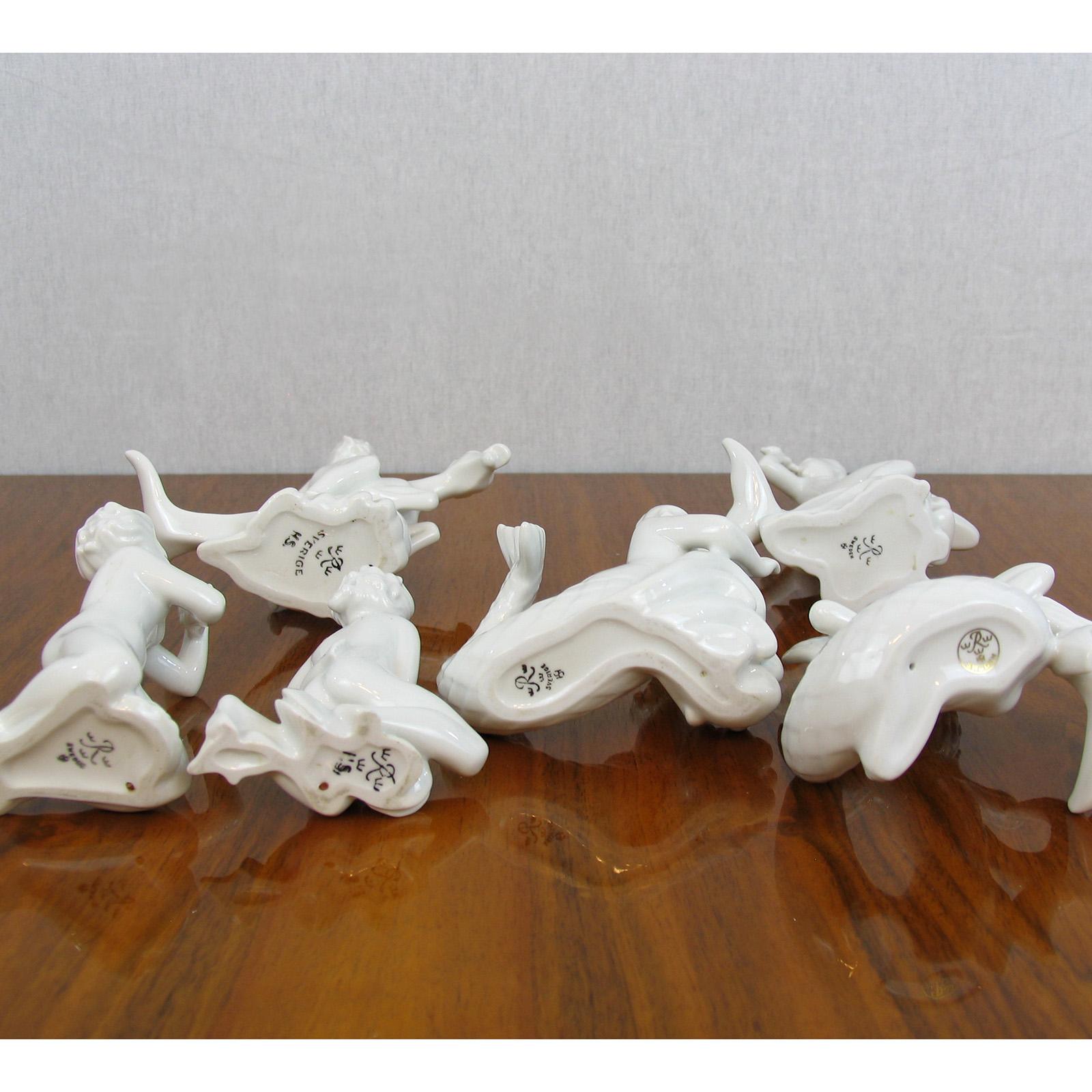 Harald Salomon for Rörstrand, Blanc de Chine White Glazed Set of Six Figurines For Sale 4