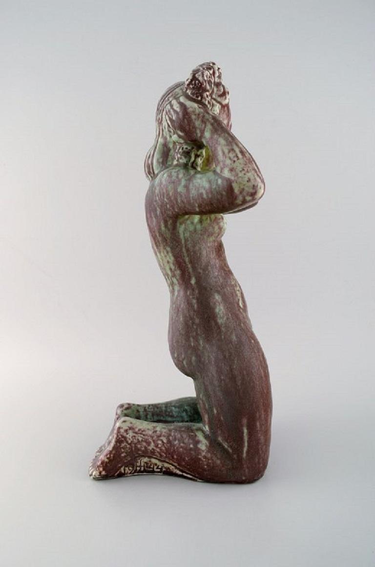 Art Deco Harald Salomon for Rörstrand, Large Unique Sculpture of Naked Woman For Sale
