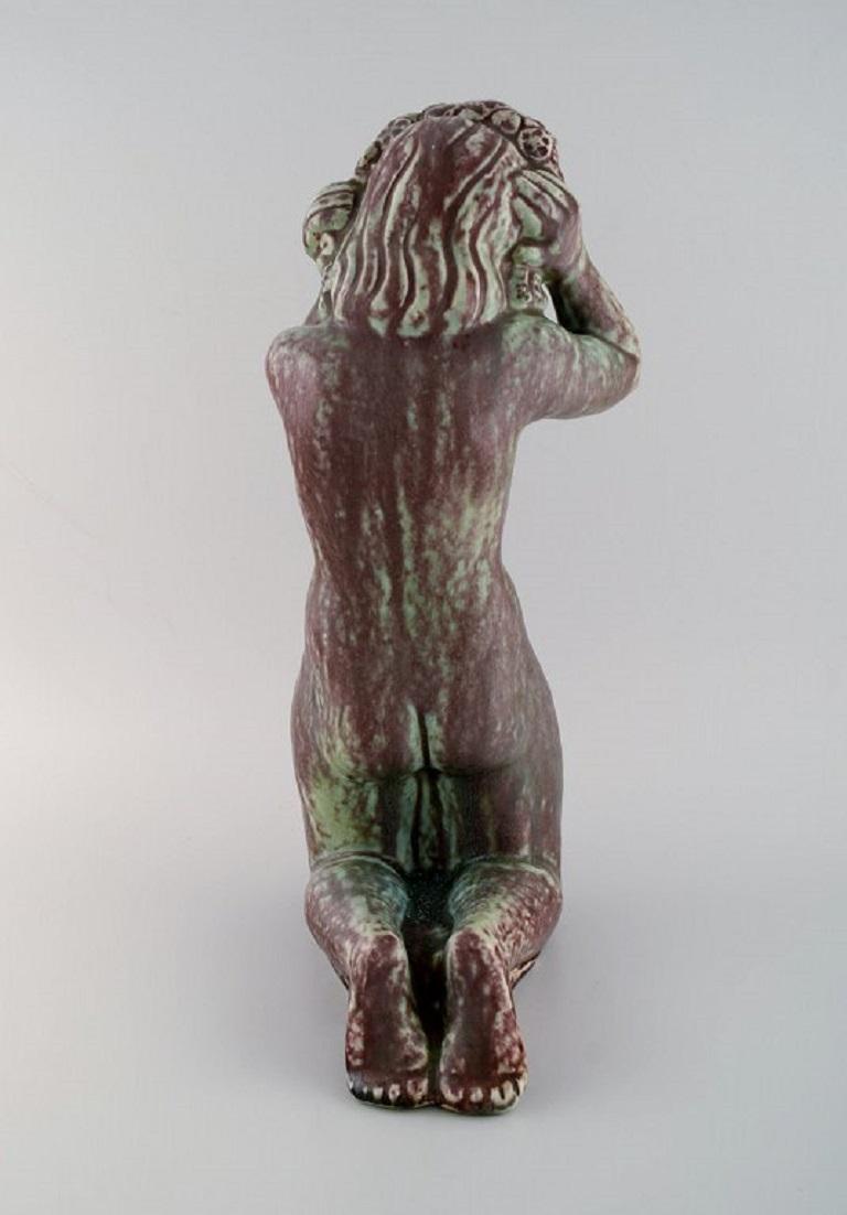 Vernissé Harald Salomon pour Rrstrand, grande sculpture unique d'une femme nue en vente