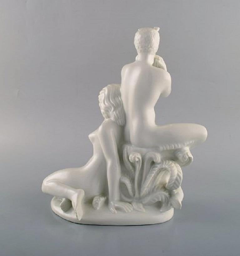 Mid-20th Century Harald Salomon for Rörstrand, White Glazed Porcelain Art Deco Figure, 1940s
