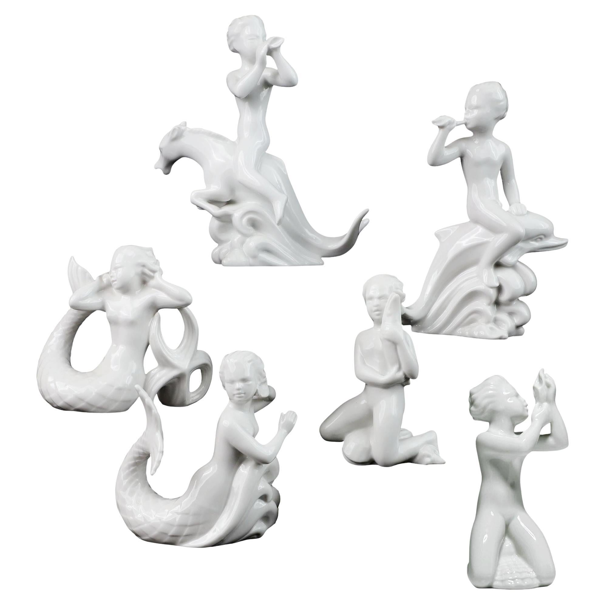 Harald Salomon Rörstrand Blanc de Chine Porcelain Figurine Set, 1943 en vente