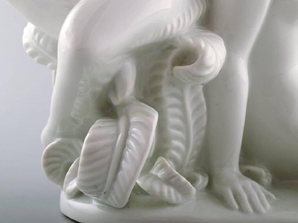 Harald Salomon, Rörstrand, White Glazed Porcelain Art Deco Figure 1