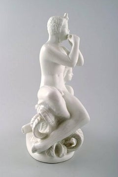 Harald Salomon, Rörstrand, Porcelain Art Deco Figure, Naked Woman and Pan