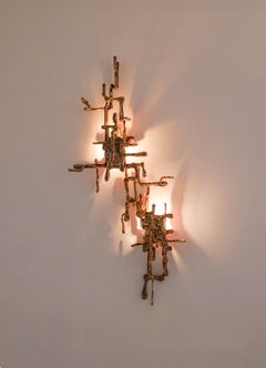 Harappa Wall Sconce A in Brass, Viya by Vikram Goyal
