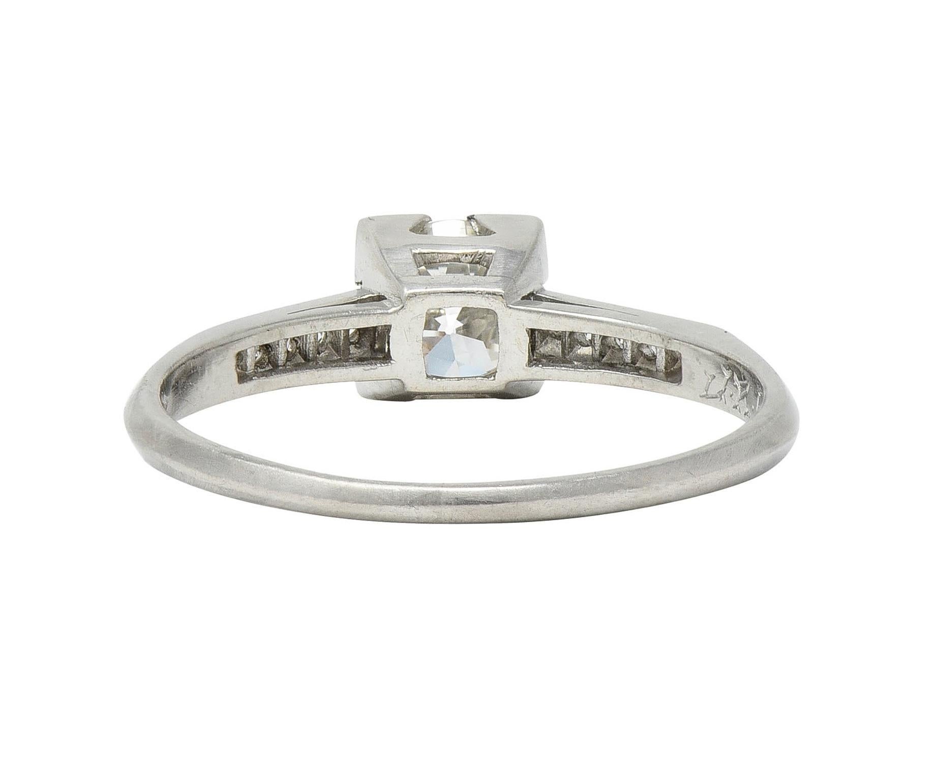 Women's or Men's Harber Vintage 0.76 CTW Old European Diamond Platinum Vintage Engagement Ring For Sale