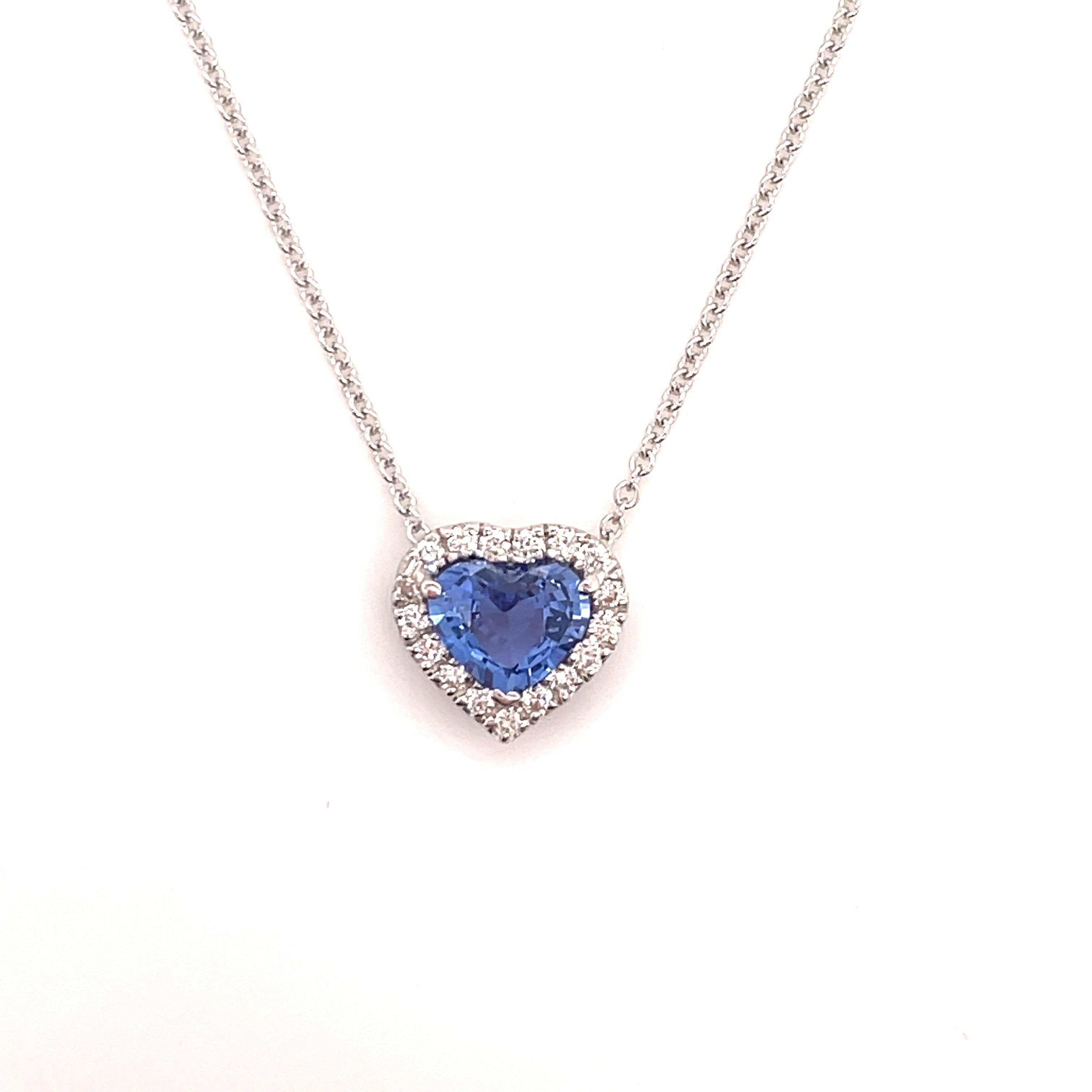blue sapphire heart pendant