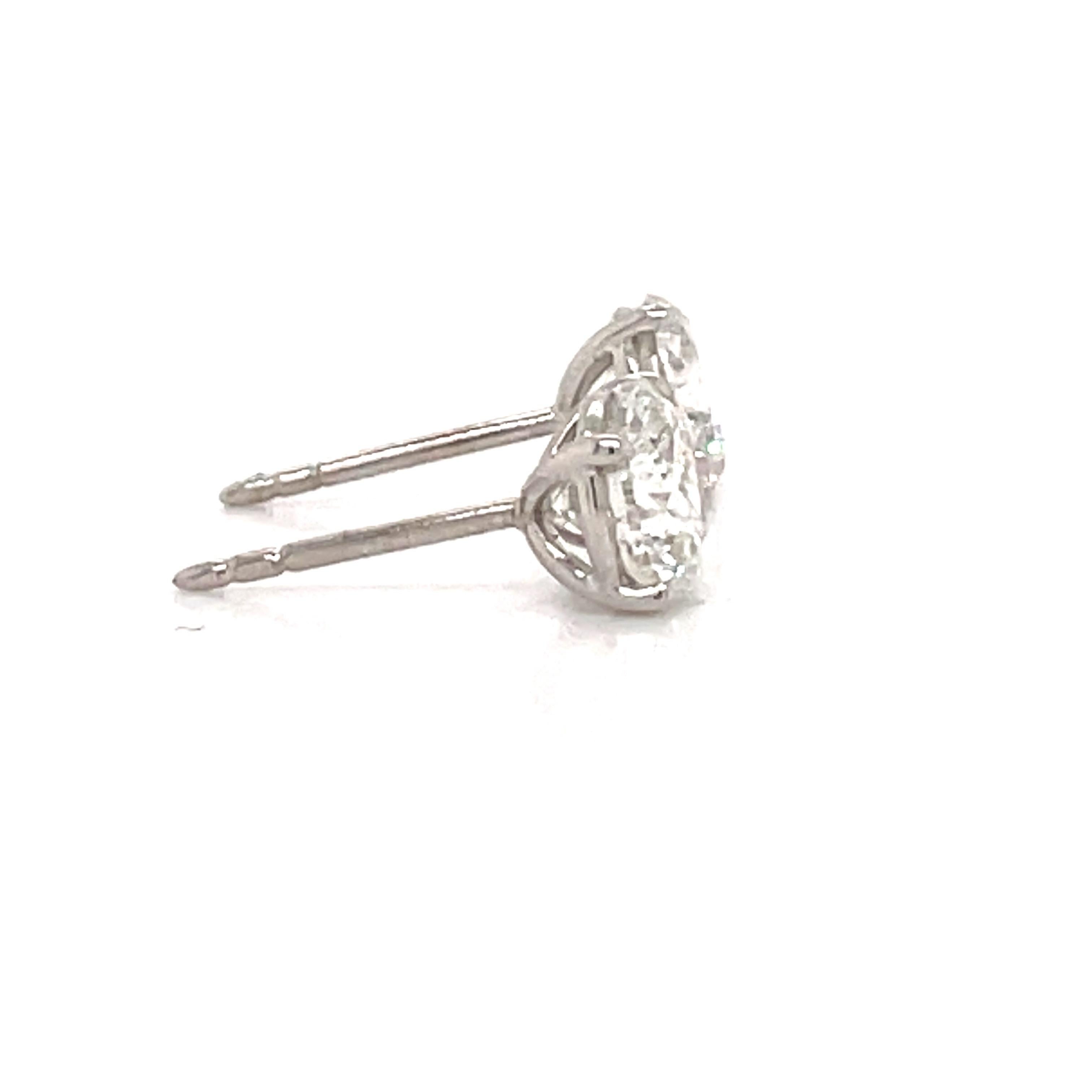 Diamond Stud Earrings 2.29 Carat H I1 18 Karat White Gold In New Condition In New York, NY
