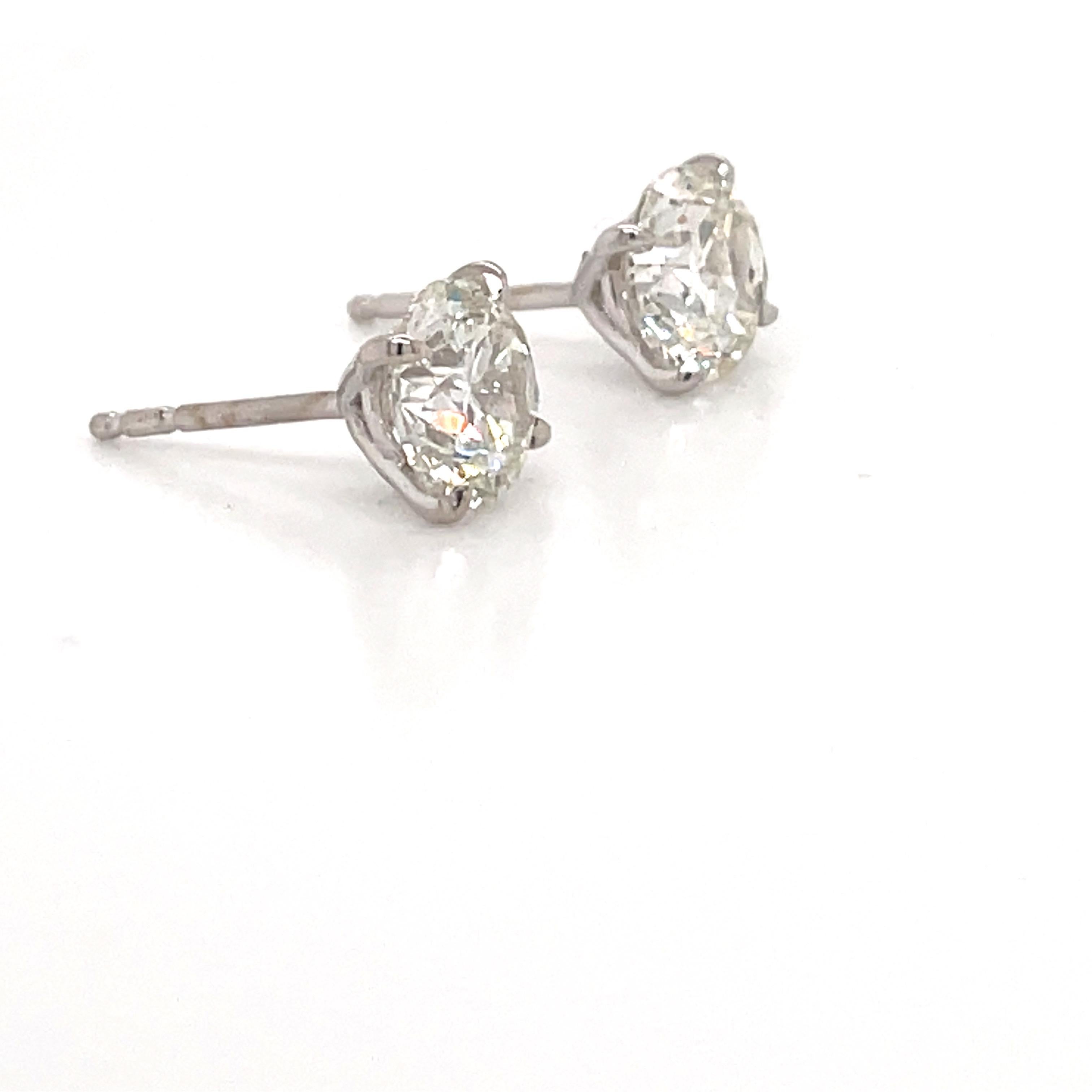Harbor D. Diamond Stud Earrings 3.03 Carat J SI3-I1 18 Karat White Gold In New Condition In New York, NY