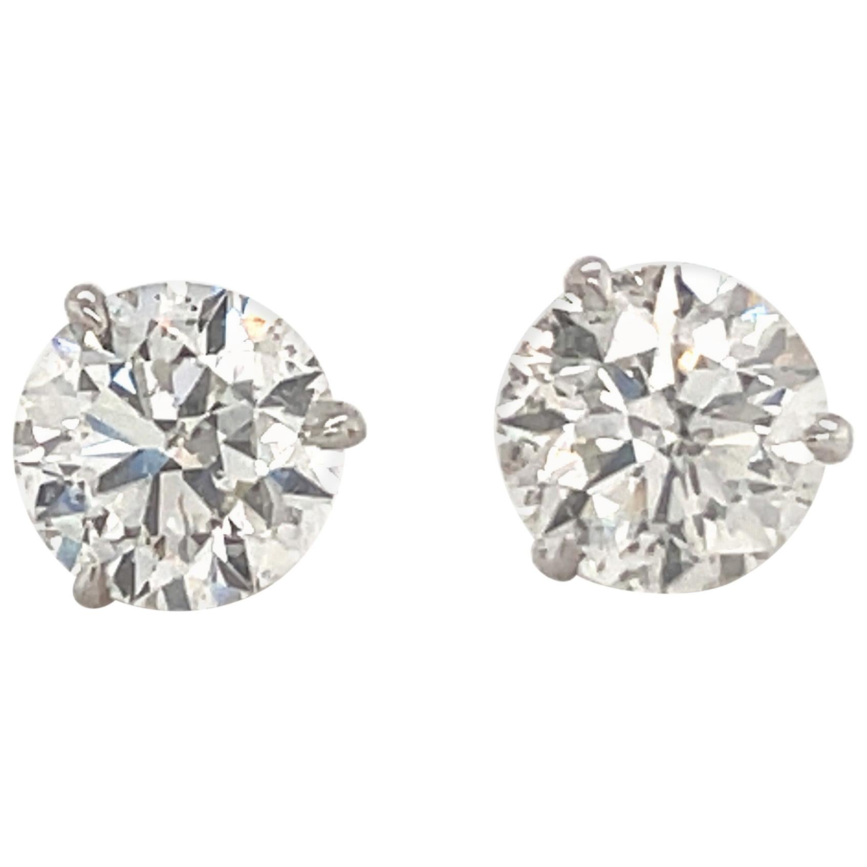 GIA Certified Diamond Stud Earrings 4.03 Carat H-I I1-I2 18 Karat