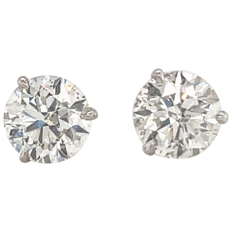 GIA Certified Diamond Stud Earrings 4.03 Carat HI I1I2 18 Karat For