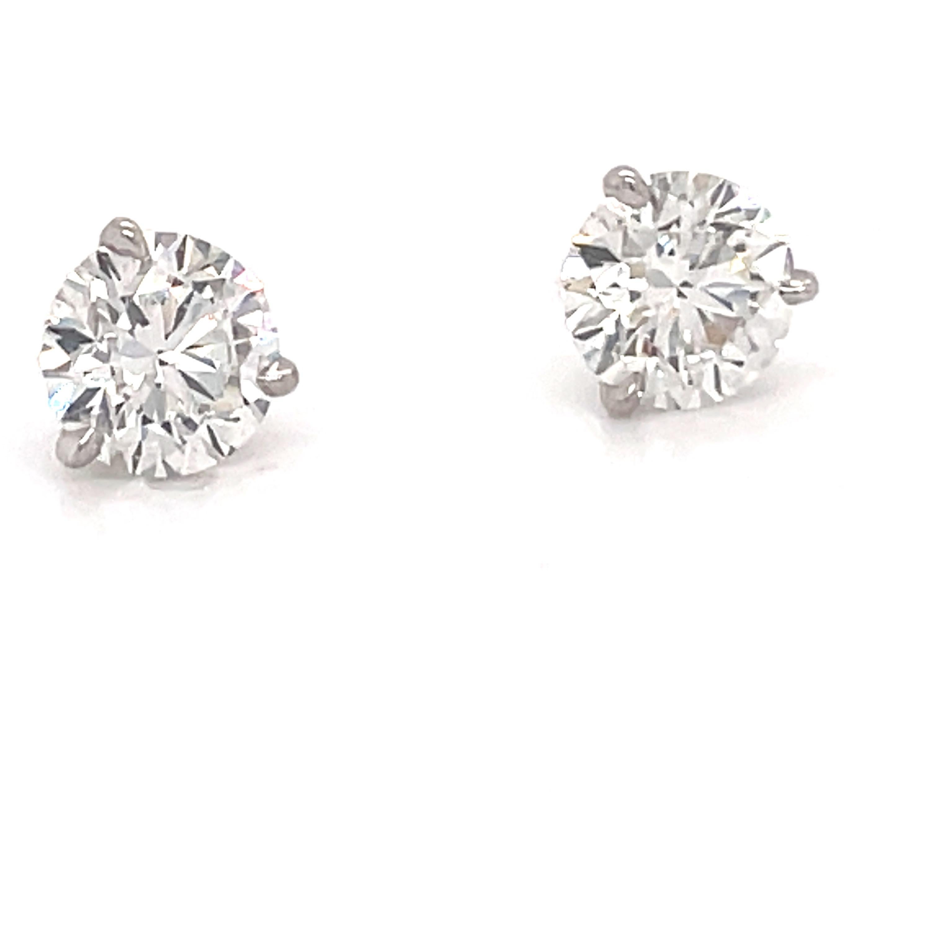 Contemporary GIA Certified Diamond Stud Earrings 2.41 Carat H SI1-SI2 18 Karat White Gold For Sale