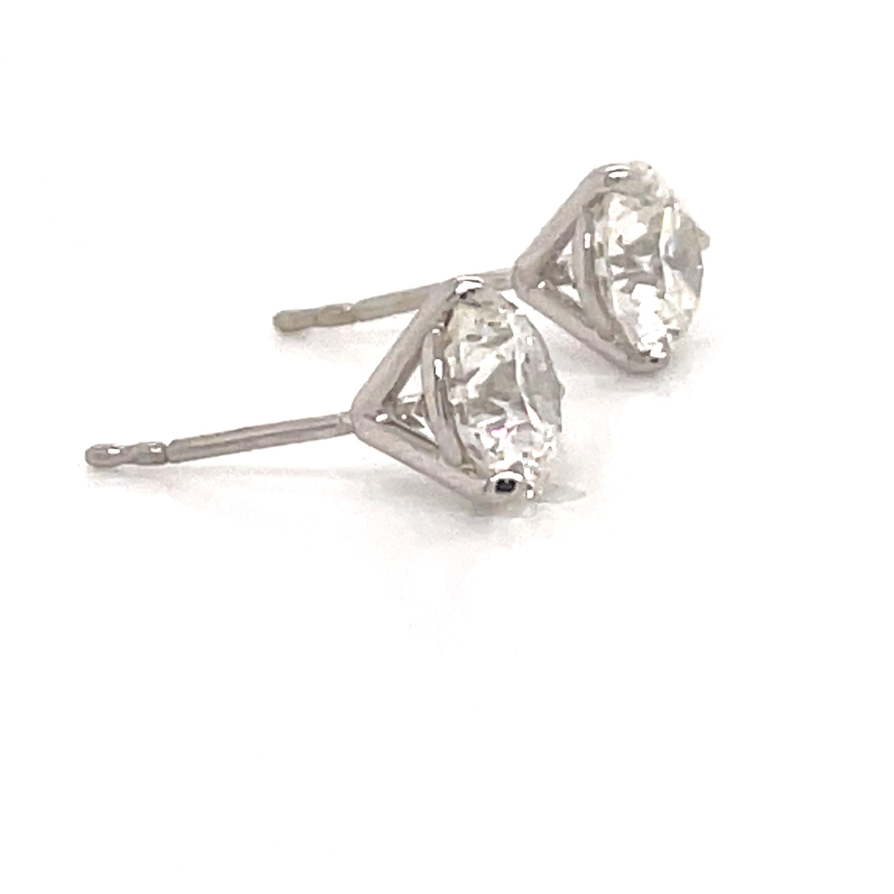 GIA Certified Diamond Stud Earrings 2.41 Carat H SI1-SI2 18 Karat White Gold For Sale 1