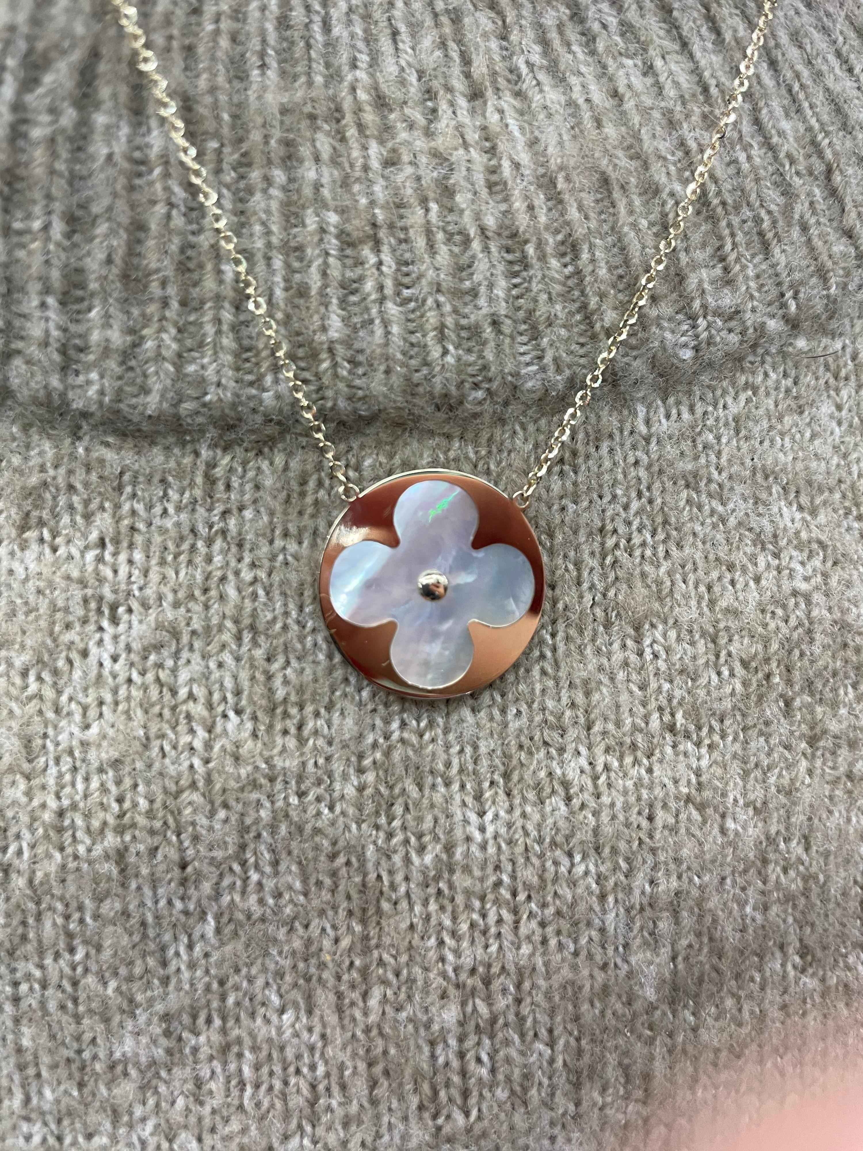 mother of pearl clover necklace gold