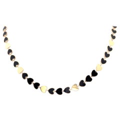 Harbor D. Italian Onyx Gold Heart Necklace 14 Karat Yellow Gold 9.5 Grams