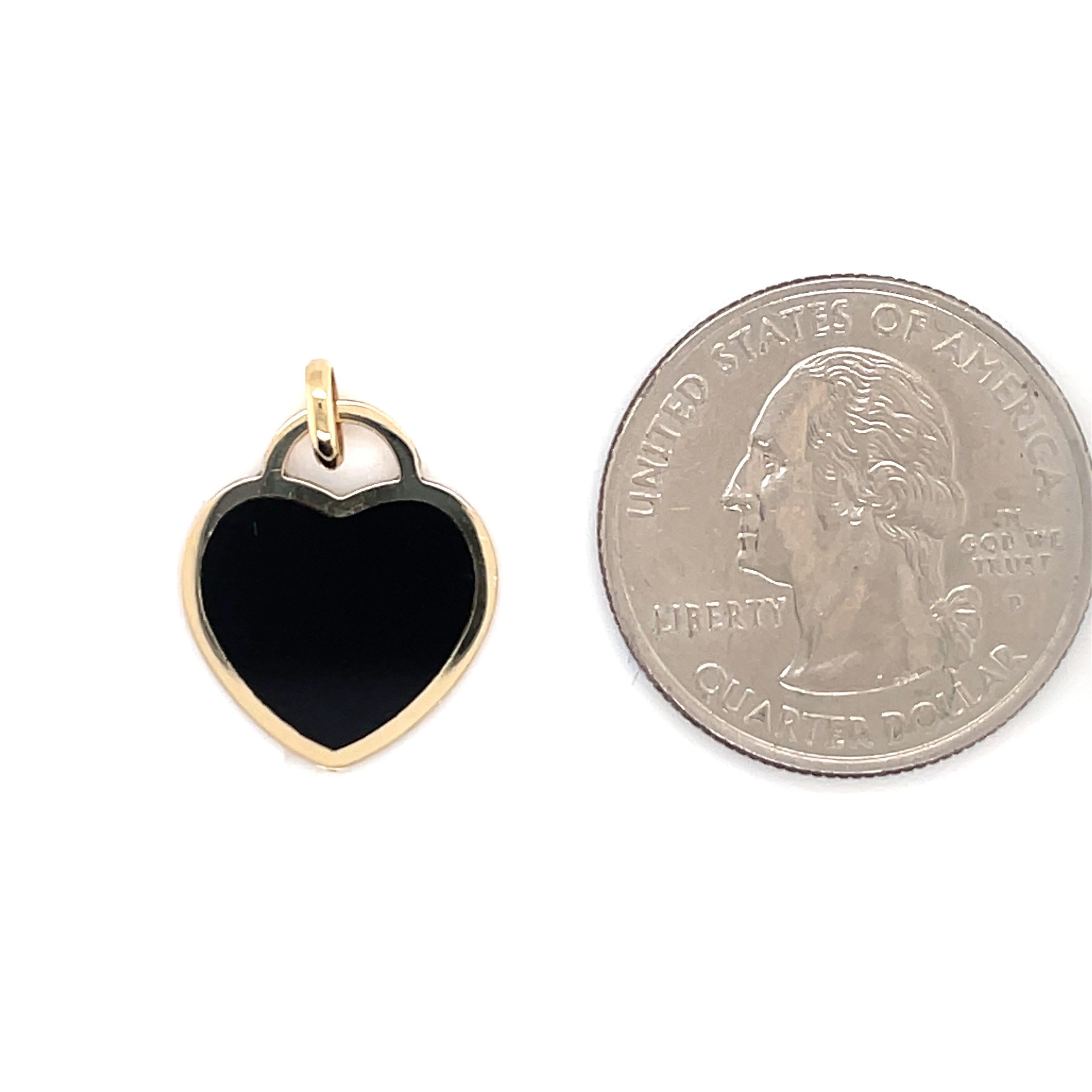 Contemporary HARBOR D. Italian Onyx Yellow Gold Heart Pendant Necklace 