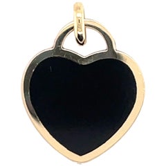 HARBOR D. Italian Onyx Yellow Gold Heart Pendant Necklace 