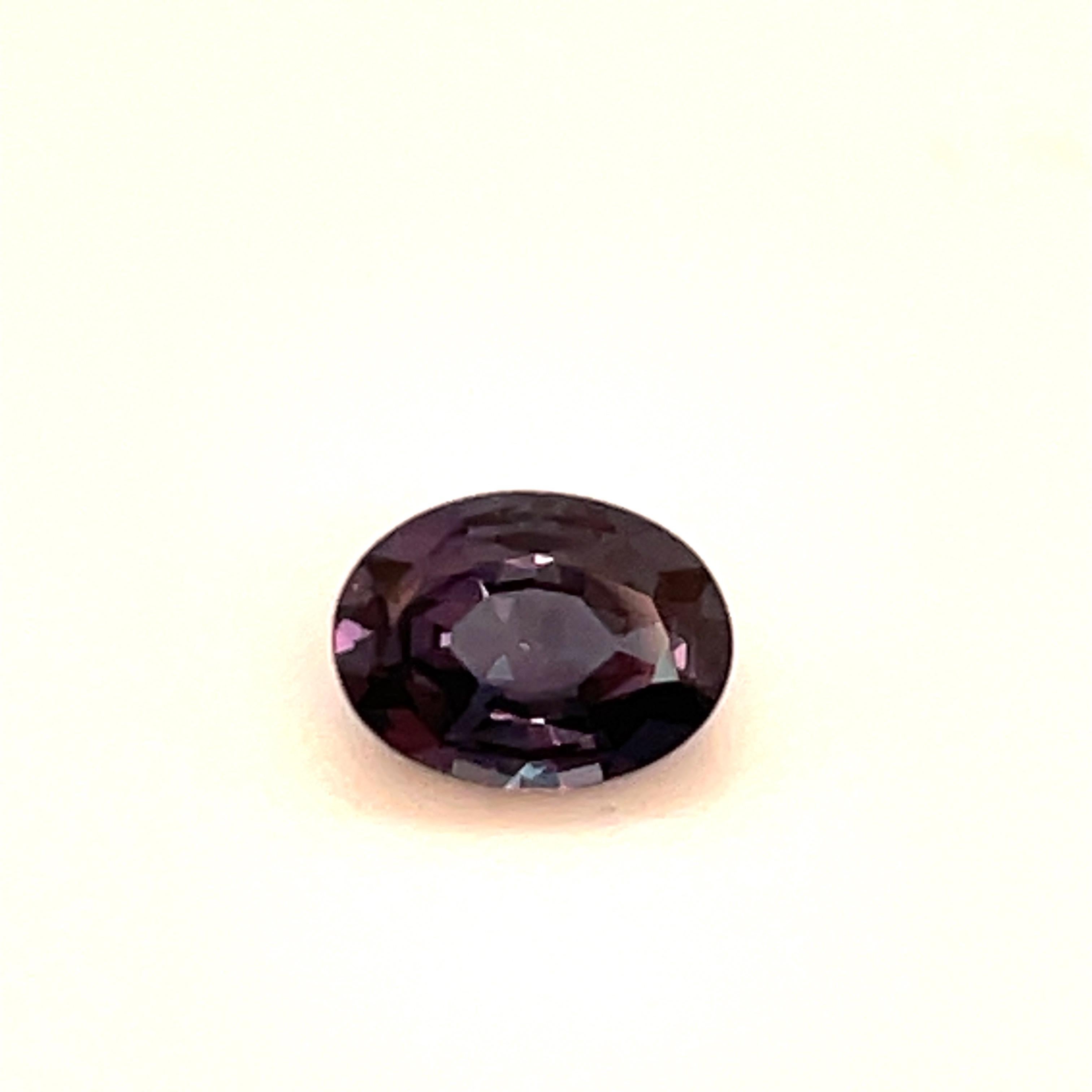 A lovely 1.12 Carat oval shape Alexandrite. Can be set in a ring or pendant. 
More shapes and sizes available. 
Email for inventory. 