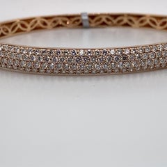 Three-Row Diamond Bangle Bracelet 2.32 Carat 18 Karat Rose Gold