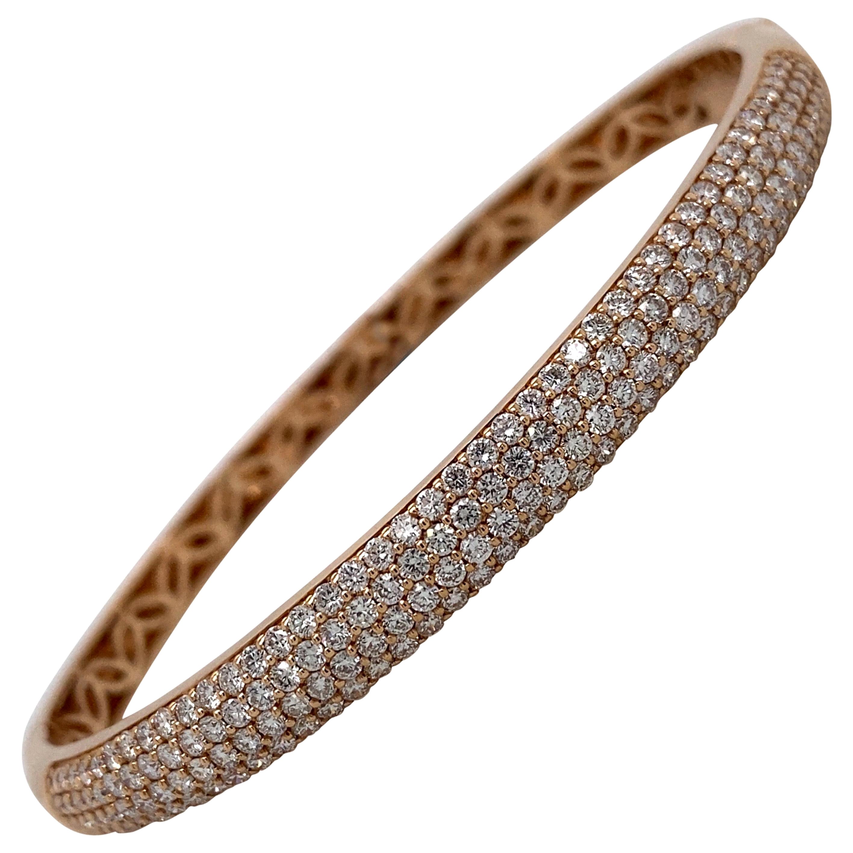 Harbor D. Three-Row Diamond Bangle Bracelet 2.32 Carat 18 Karat Rose Gold