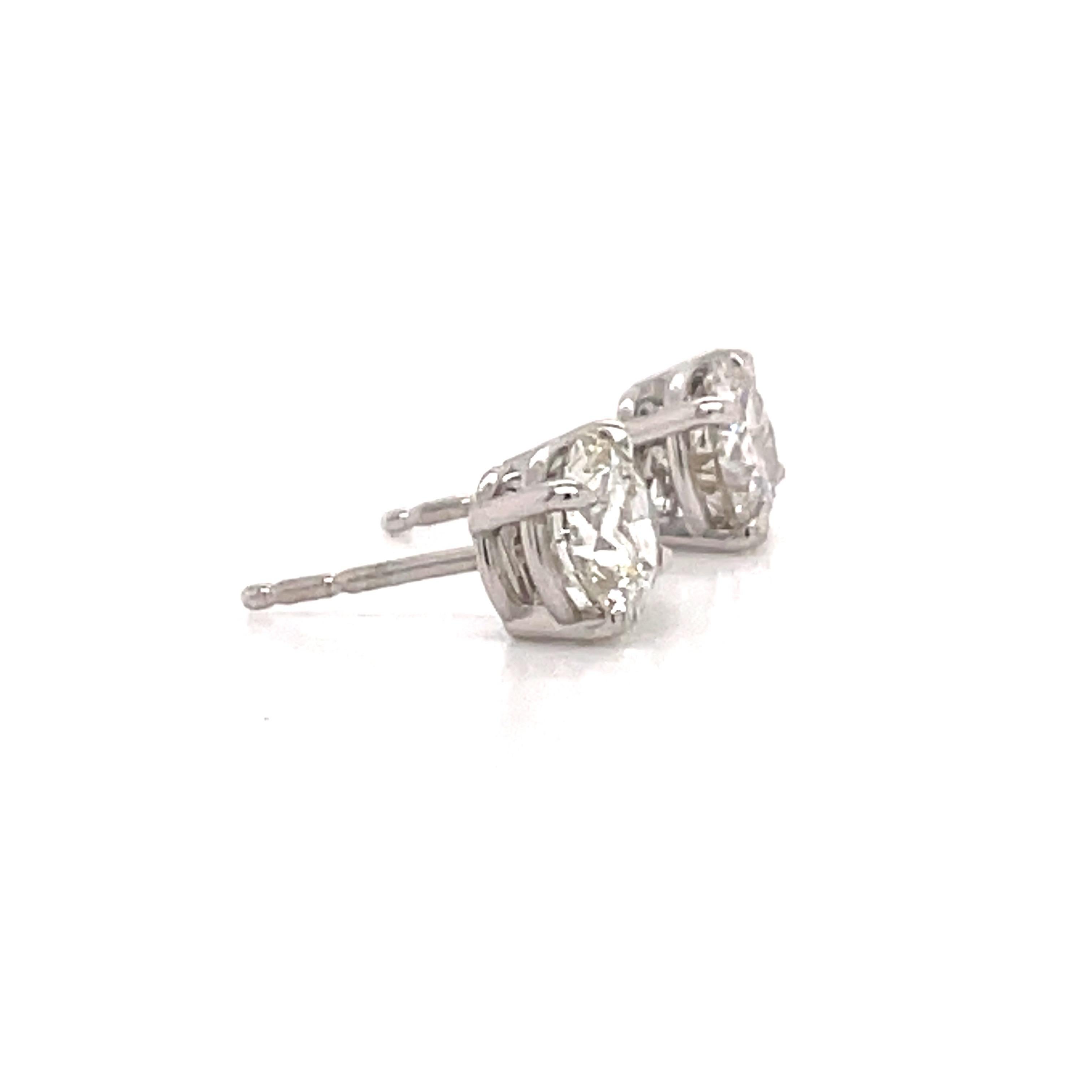 Contemporary Diamond Stud Earrings 1.83 Carat J-K SI2-S13 14 Karat White Gold